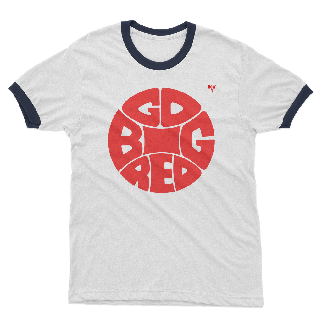 Retro Seventies Big Red Basketball Adult Ringer T-Shirt