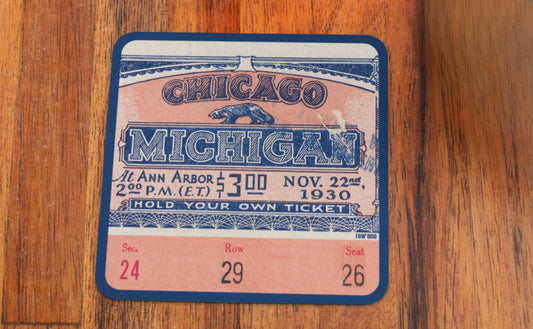 1930 Michigan vs. Chicago Football Ticket Coasters