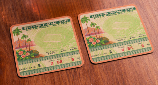 1939 Rose Bowl Football Ticket Drink Coasters