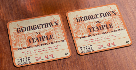 1941 Georgetown vs. Temple Football Ticket Coasters