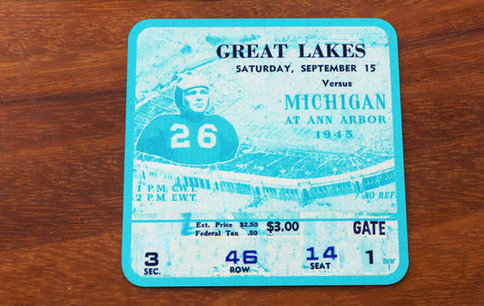 1945 Great Lakes vs. Michigan Football Ticket Coasters