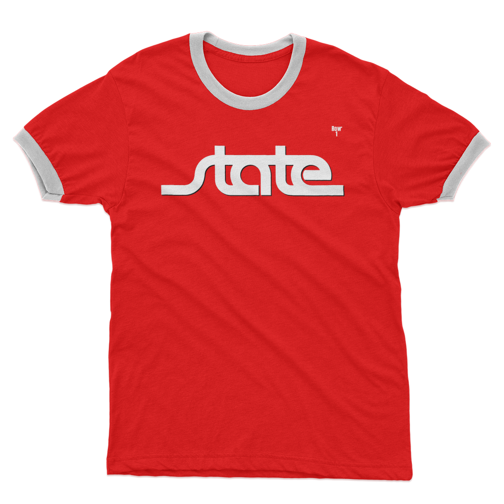 Throwback State Script Adult Ringer T-Shirt