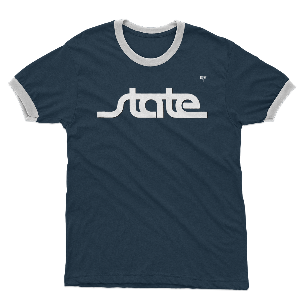 Throwback State Script Adult Ringer T-Shirt