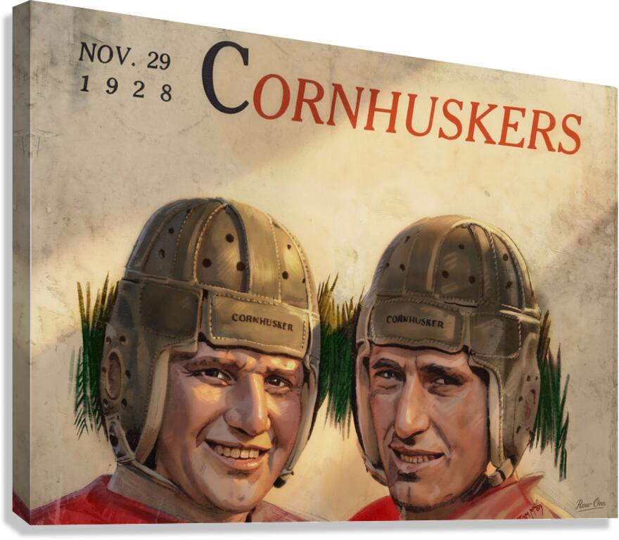 1928 Nebraska Cornhuskers Football Players Art Giclée Stretched Canvas Print / 55in x 41in