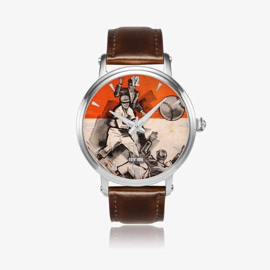 1938 Detroit Baseball Art Watch with leather band