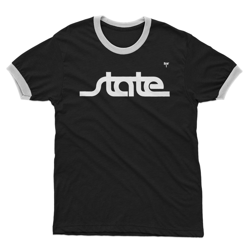 Throwback State Script Adult Ringer T-Shirt