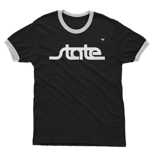 Throwback State Script Adult Ringer T-Shirt