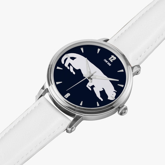 Vintage College Cat Art Watch from Row One Brand with Leather Band