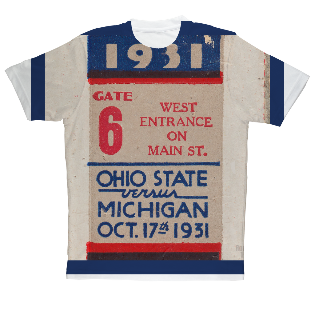 Ticket Stub Tees | Row One Brand Vintage College Football Ticket T-Shirts | 1931 Michigan Wolverines vs. Ohio State Buckeyes