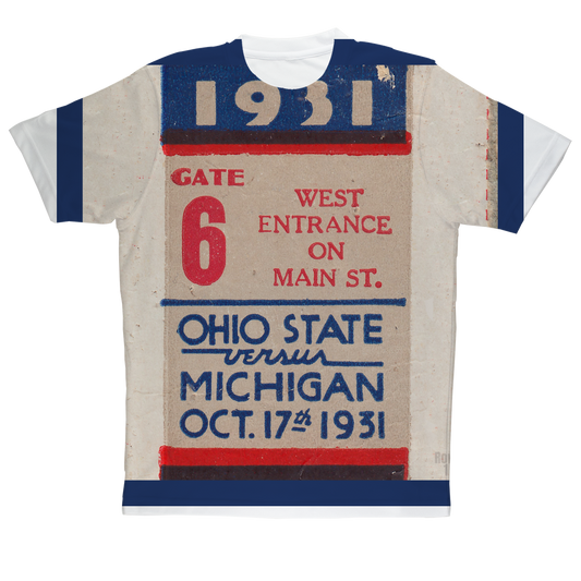Ticket Stub Tees | Row One Brand Vintage College Football Ticket T-Shirts | 1931 Michigan Wolverines vs. Ohio State Buckeyes