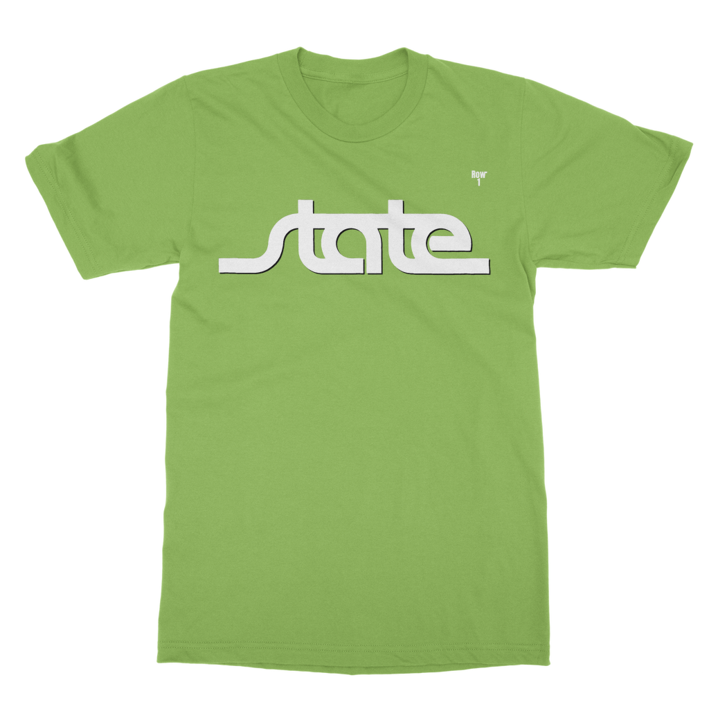 Row One Brand Throwback State Script Classic Adult T-Shirt