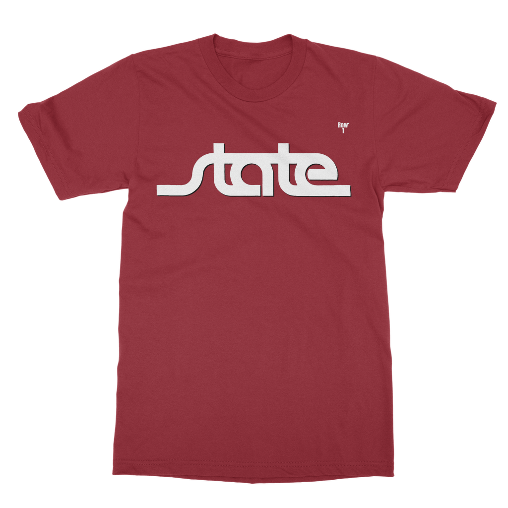 Row One Brand Throwback State Script Classic Adult T-Shirt