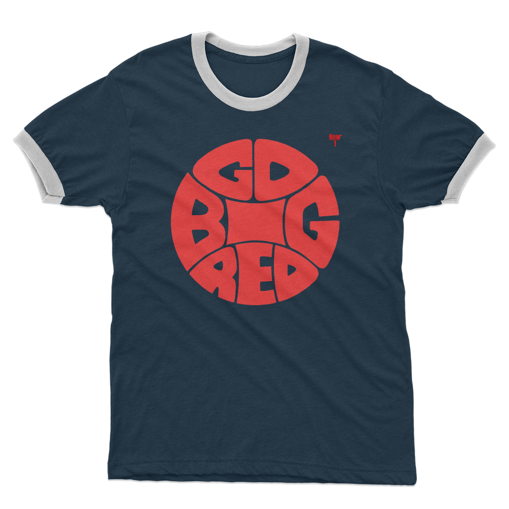 Retro Seventies Big Red Basketball Adult Ringer T-Shirt