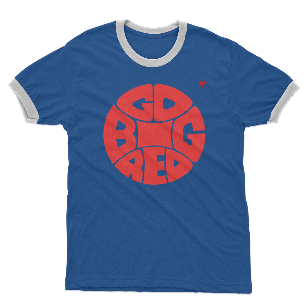 Retro Seventies Big Red Basketball Adult Ringer T-Shirt