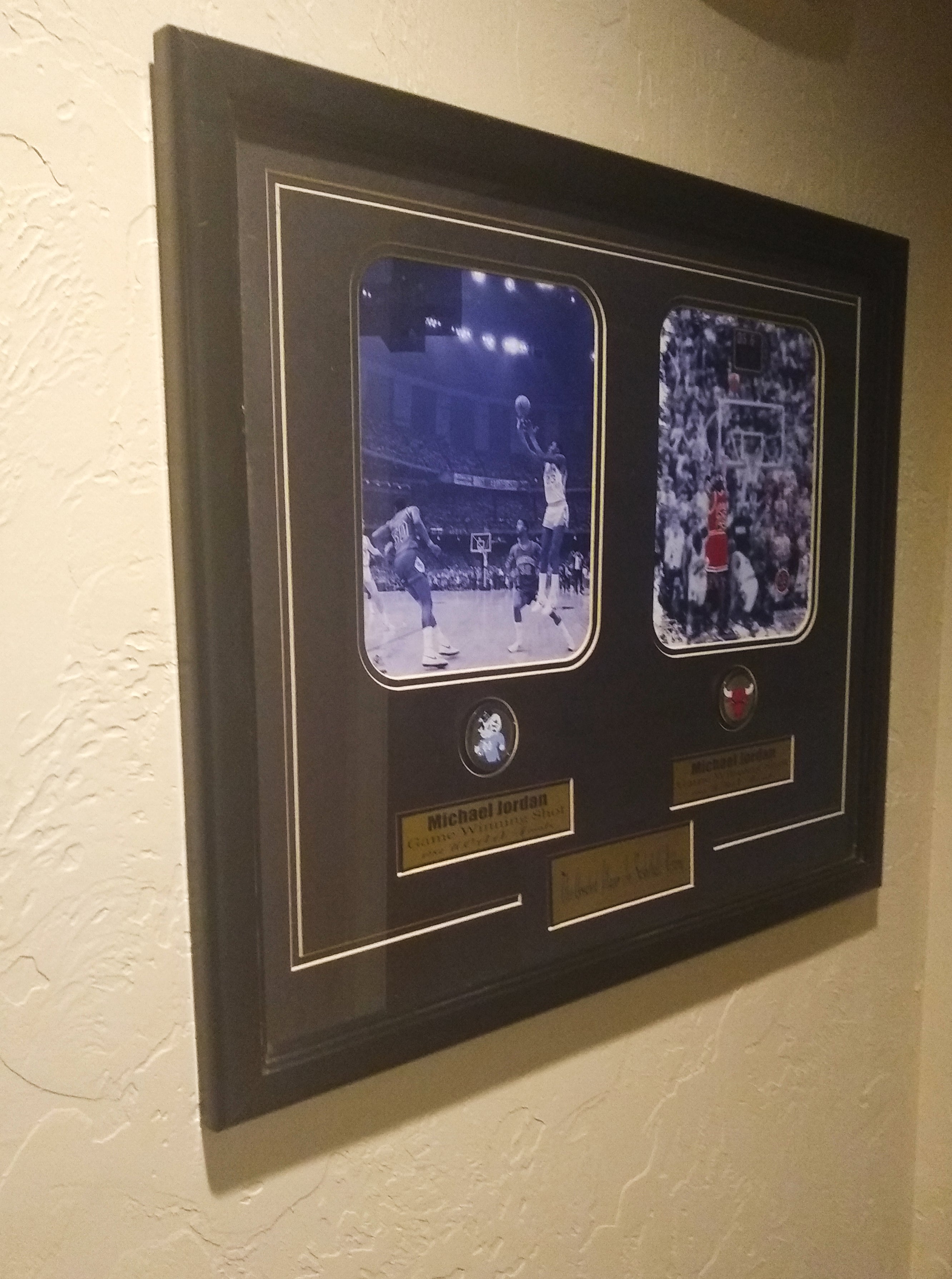 Rare Michael Jordan Framed Wall Art | 2 Jordan Game Winner Photos | 26 x 22 Inch Art