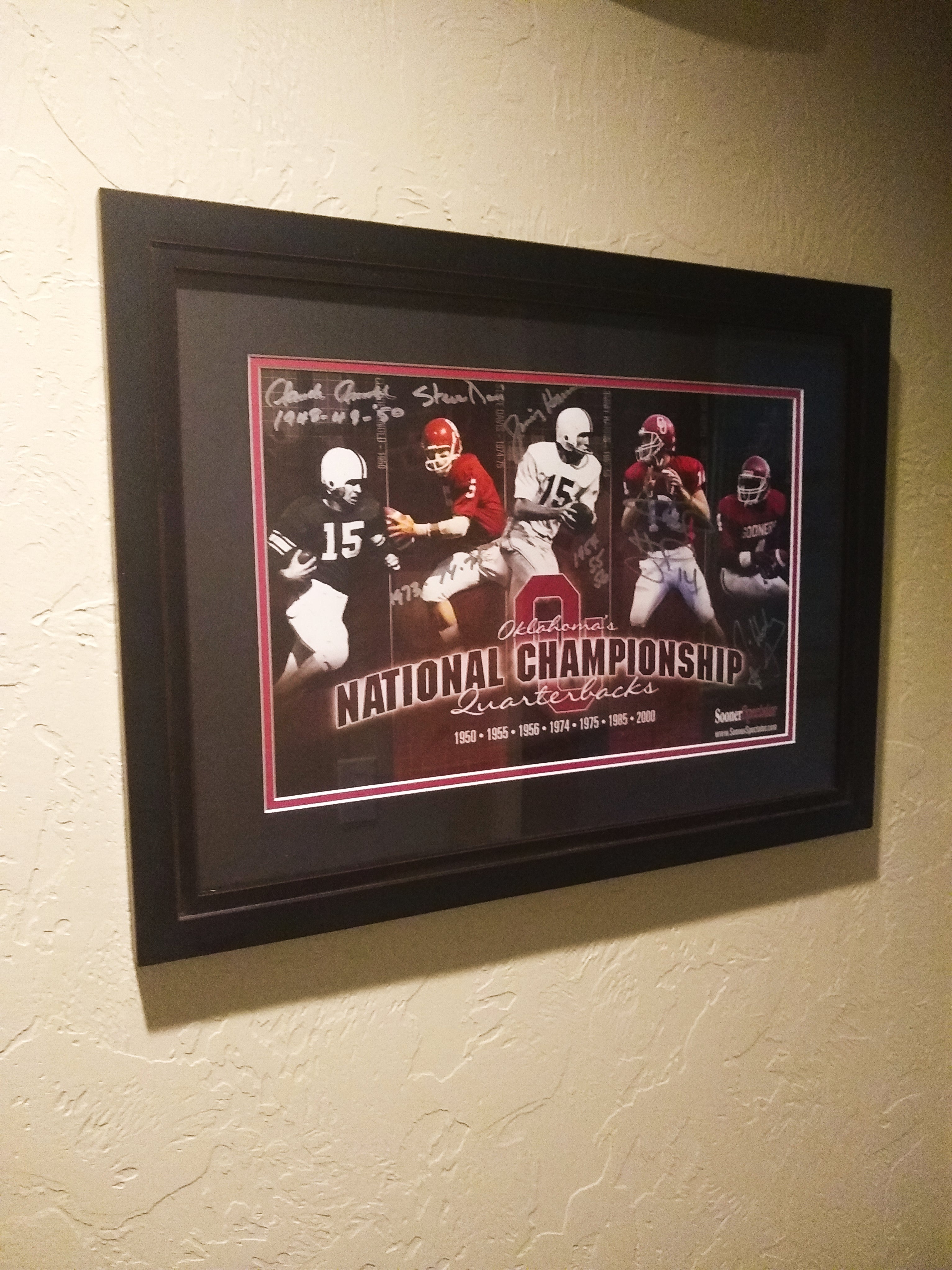 OU Sooners Autographs Oklahoma Football National Championship Quarterbacks Framed Art from Row One Brand
