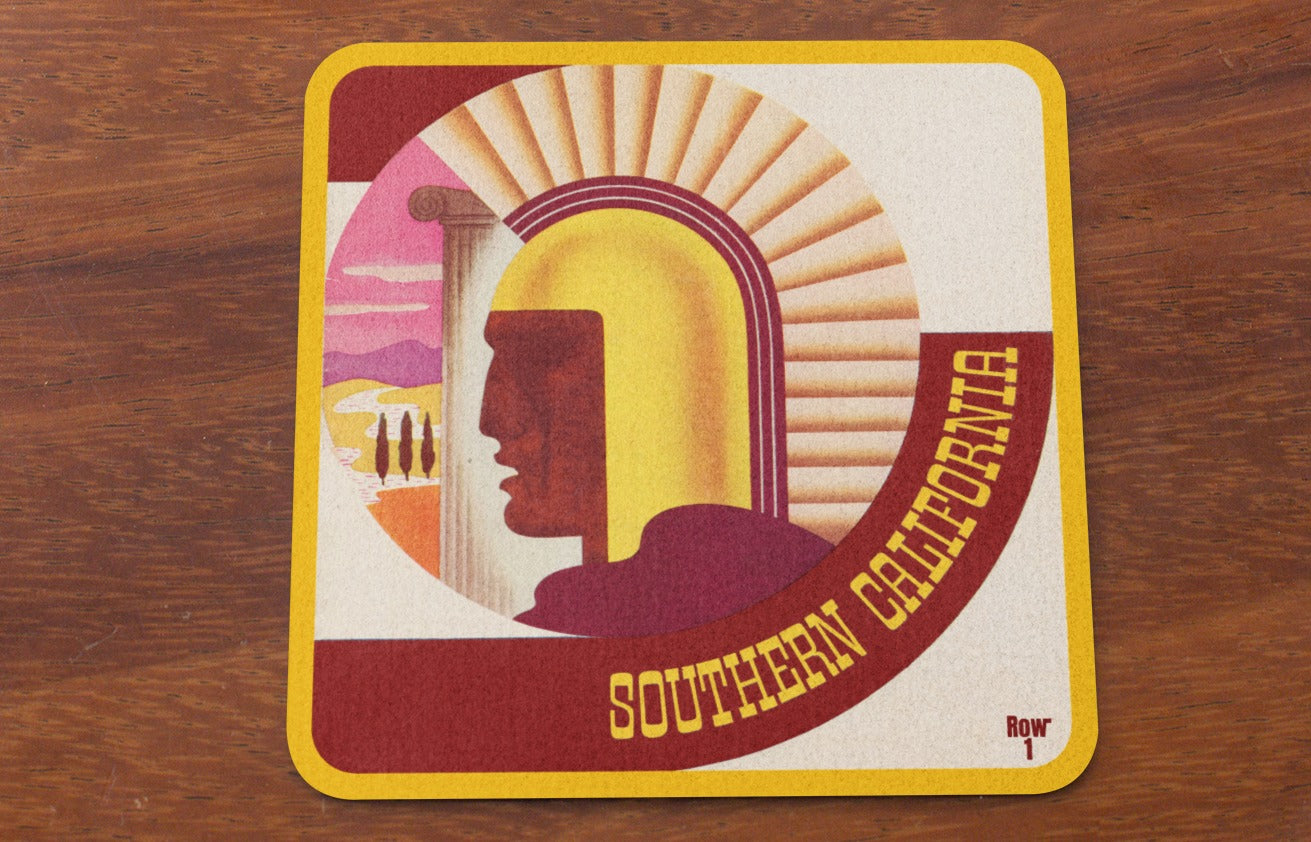 Vintage Southern California Trojan Art Drink Coasters