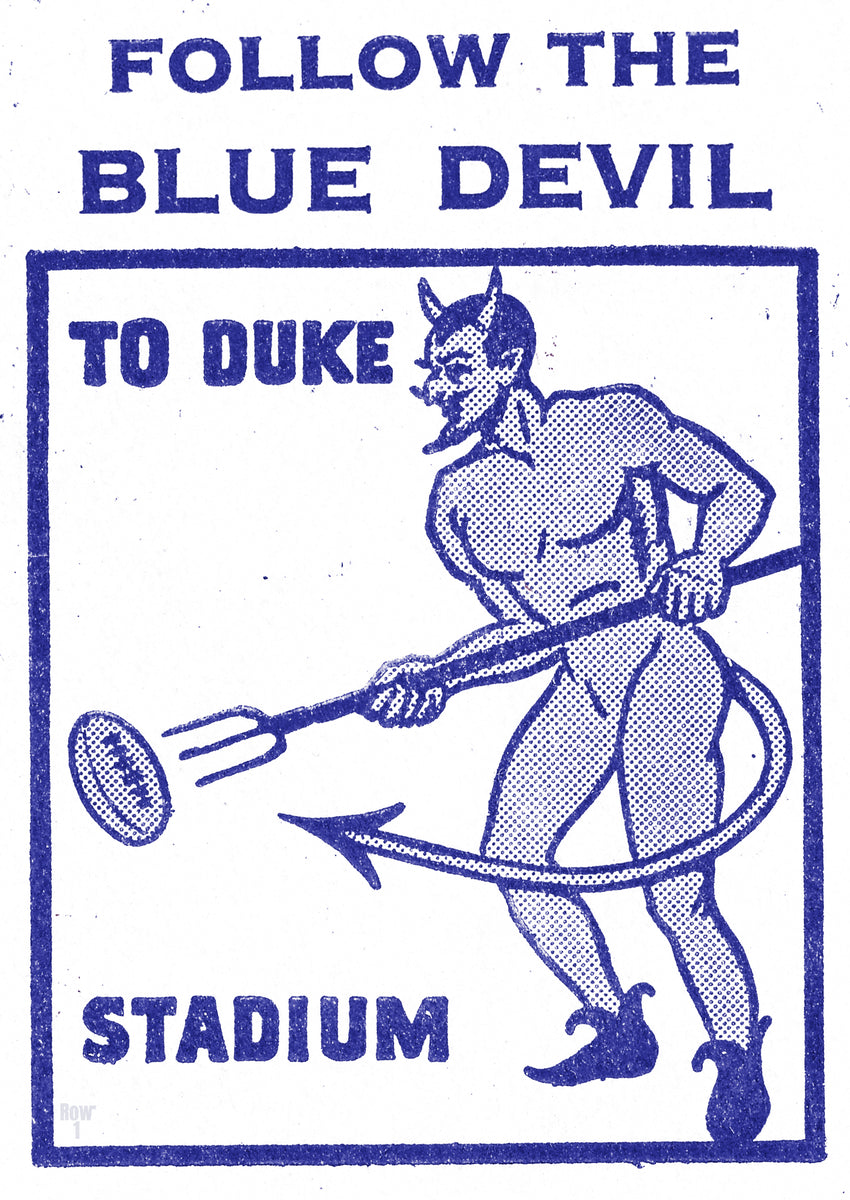 Vintage Duke Blue Devil Football Art