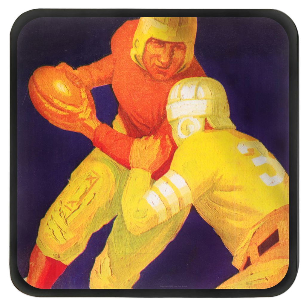 row 1 vintage sports drink coasters 1935 orange and yellow football jerseys