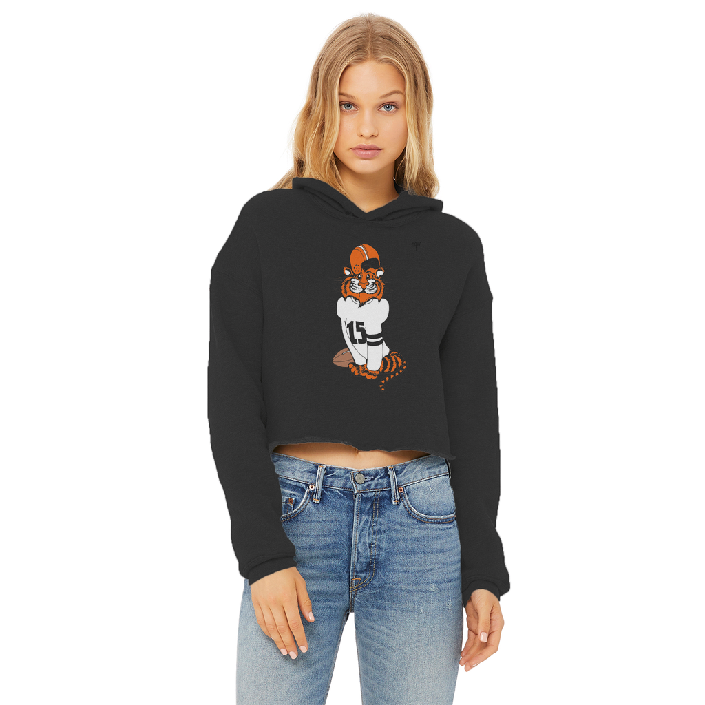 Row 1 Vinny Tiger Ladies Cropped Raw Edge Hoodie