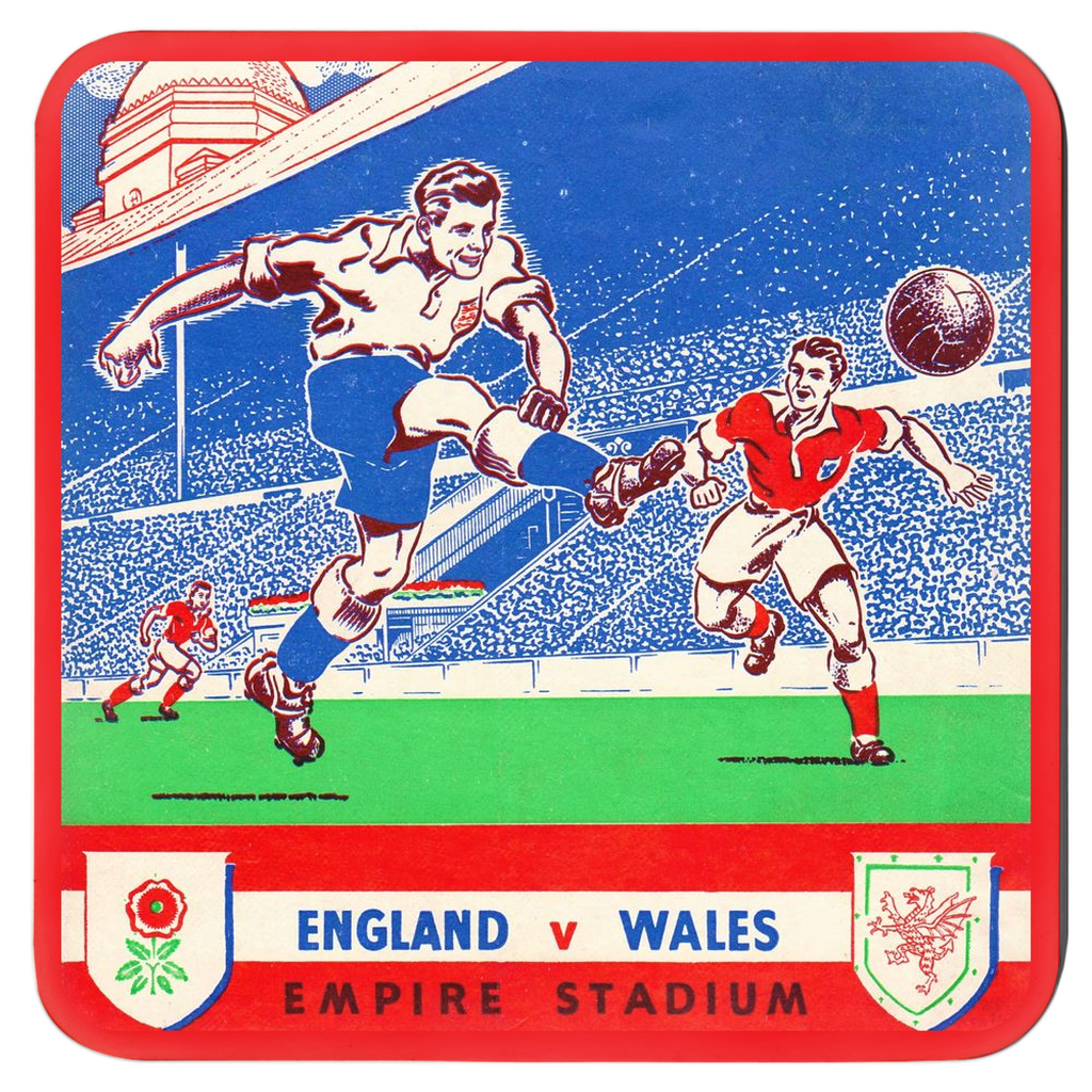 1952 England vs. Wales Soccer Program Coasters