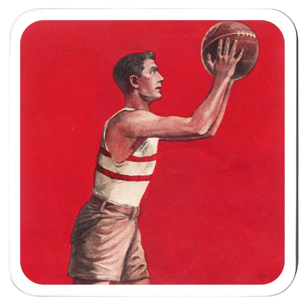 Row One Brand Vintage 1921 Basketball Art Drink Coasters