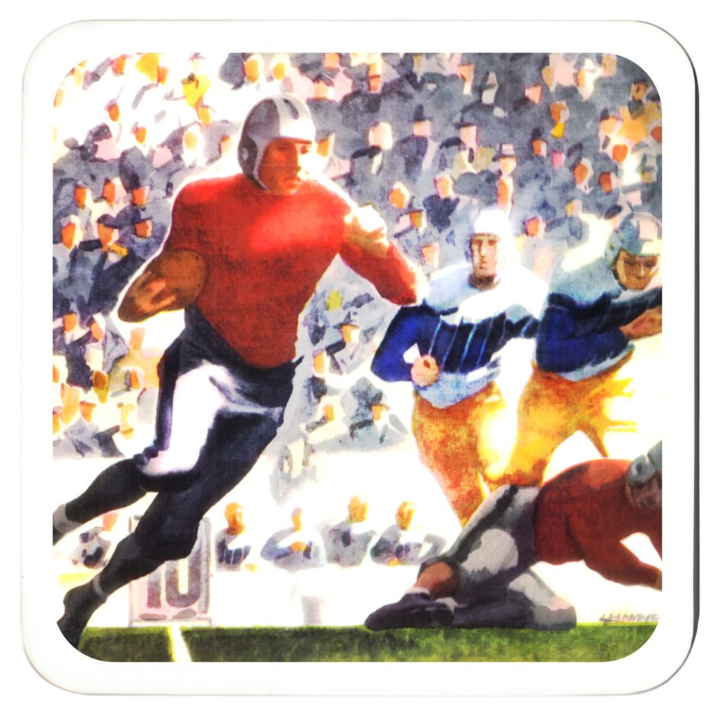 1937 Vintage Football Art Drink Coaster Set