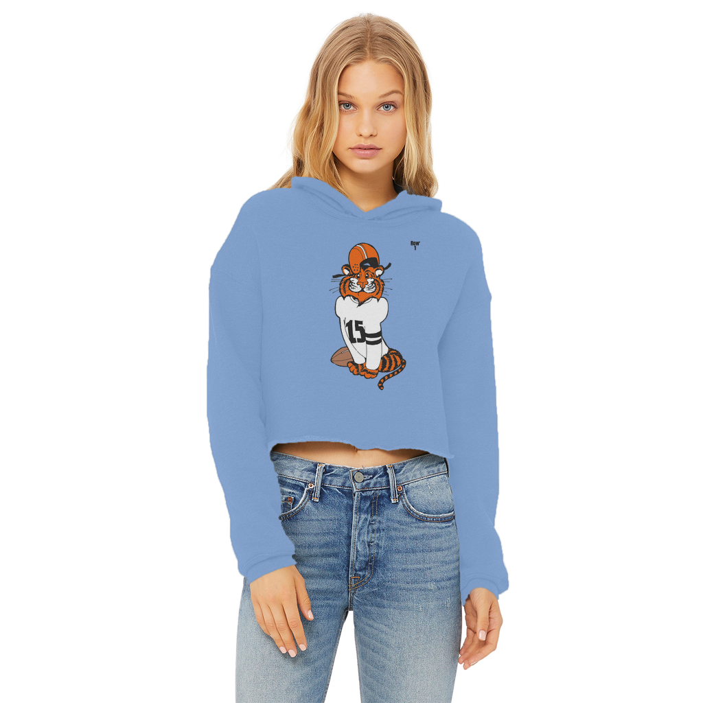 Row 1 Vinny Tiger Ladies Cropped Raw Edge Hoodie