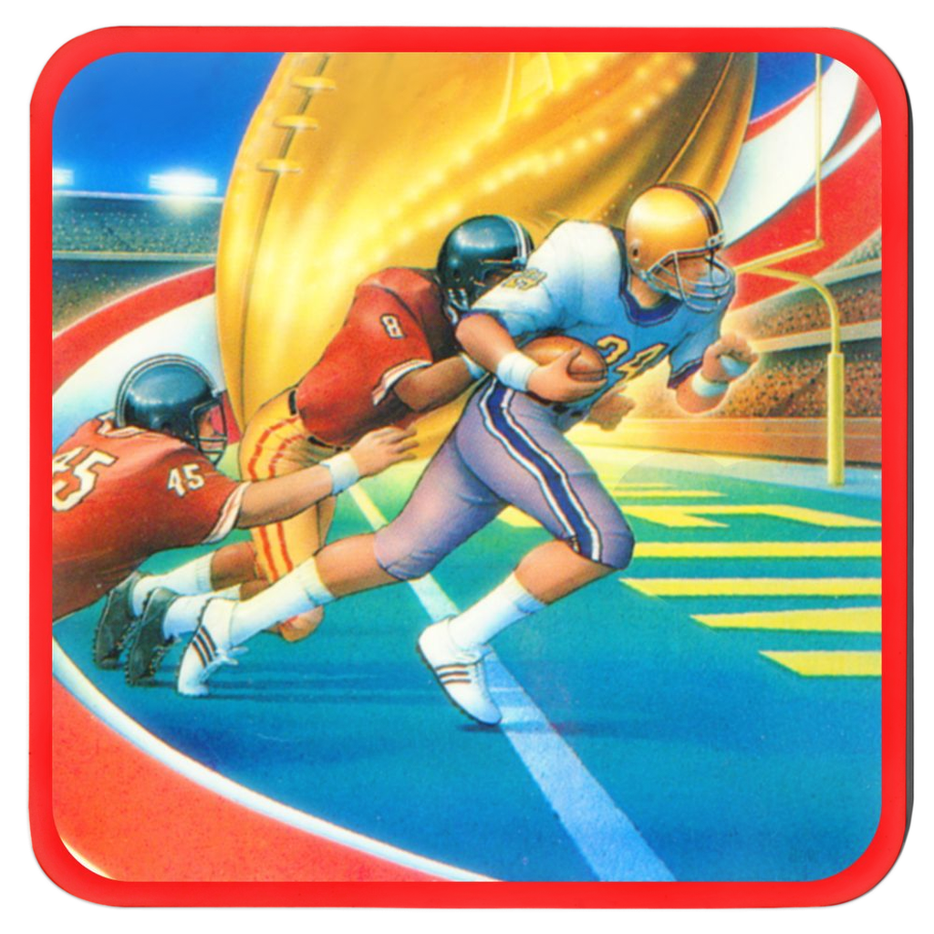1986 retro football touchdown colorful art drink coaster set of four or six