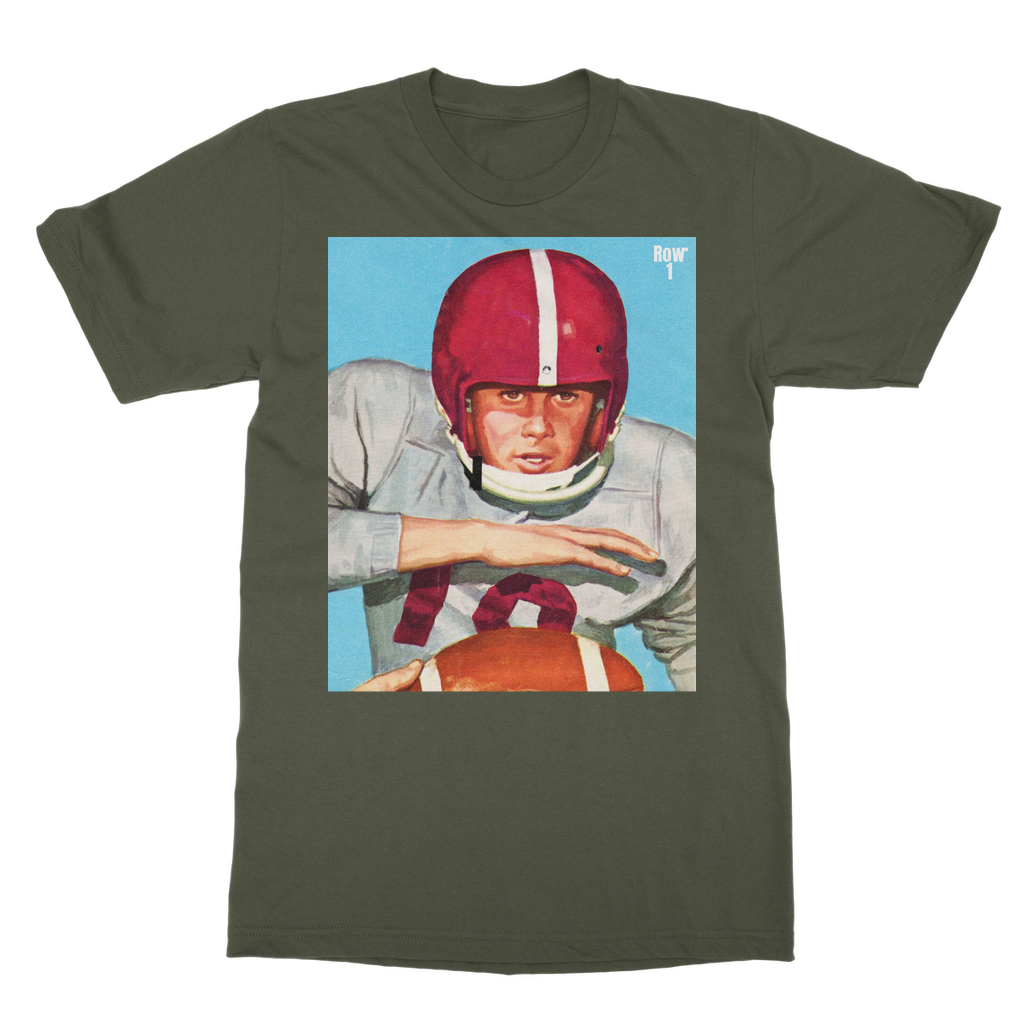army green vintage football tee row 1