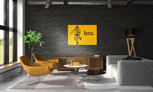 Vintage Iowa Hawkeyes Football Art from Row One Brand