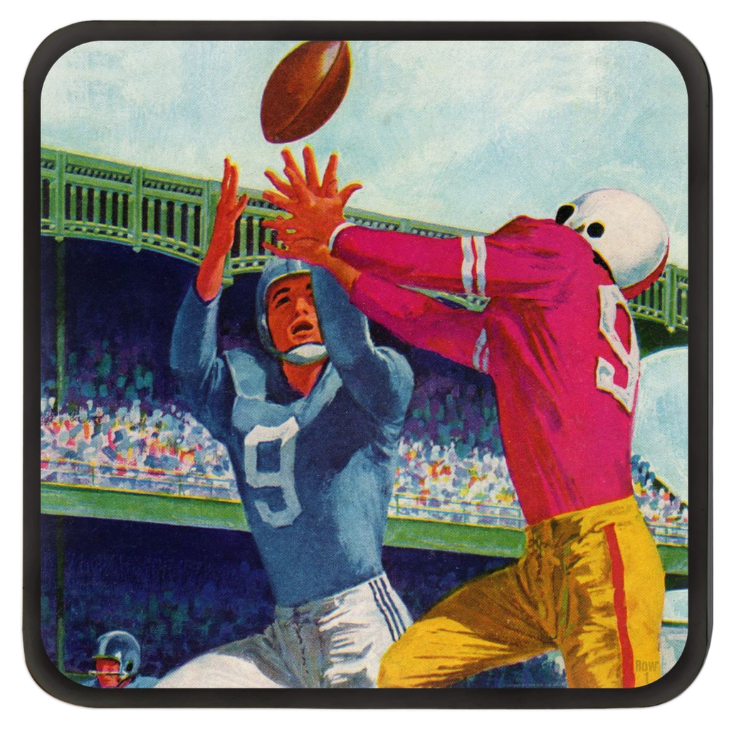 vintage football touchdown catch coasters