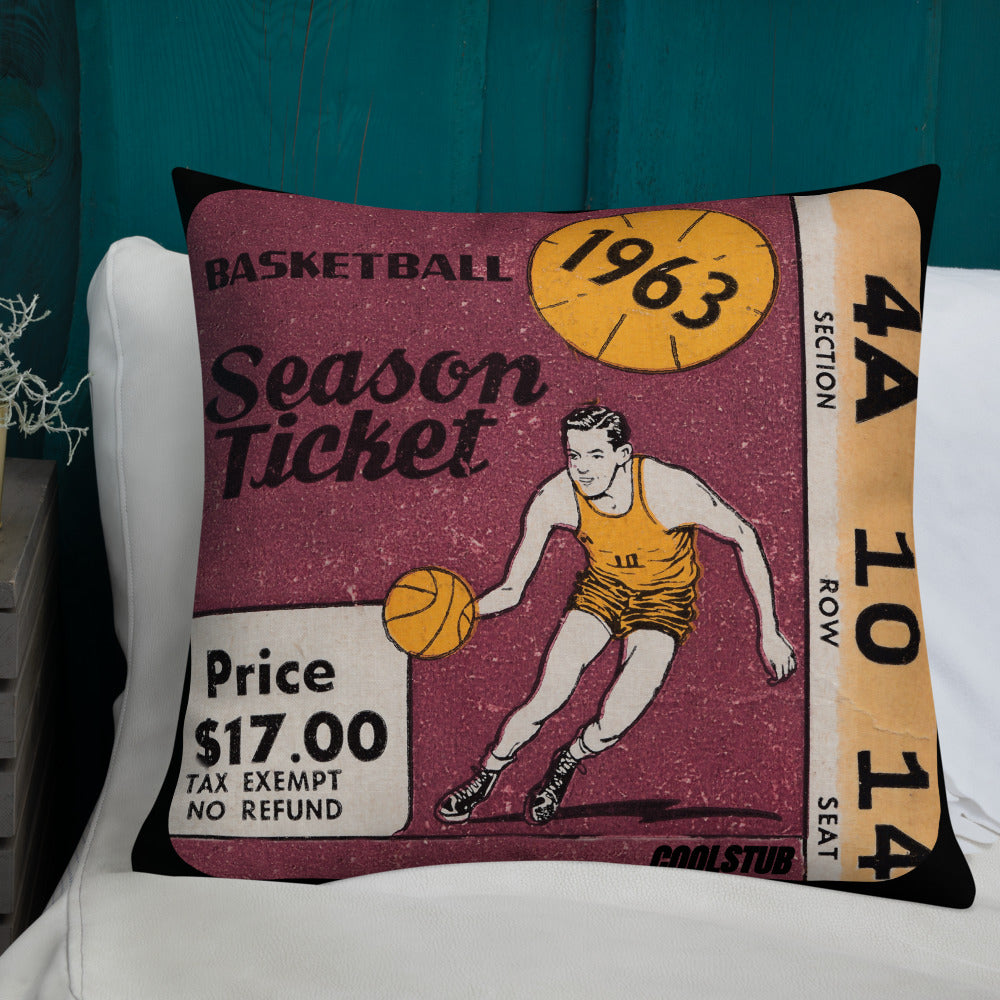 1963 Basketball Season Ticket Stub Premium Pillow
