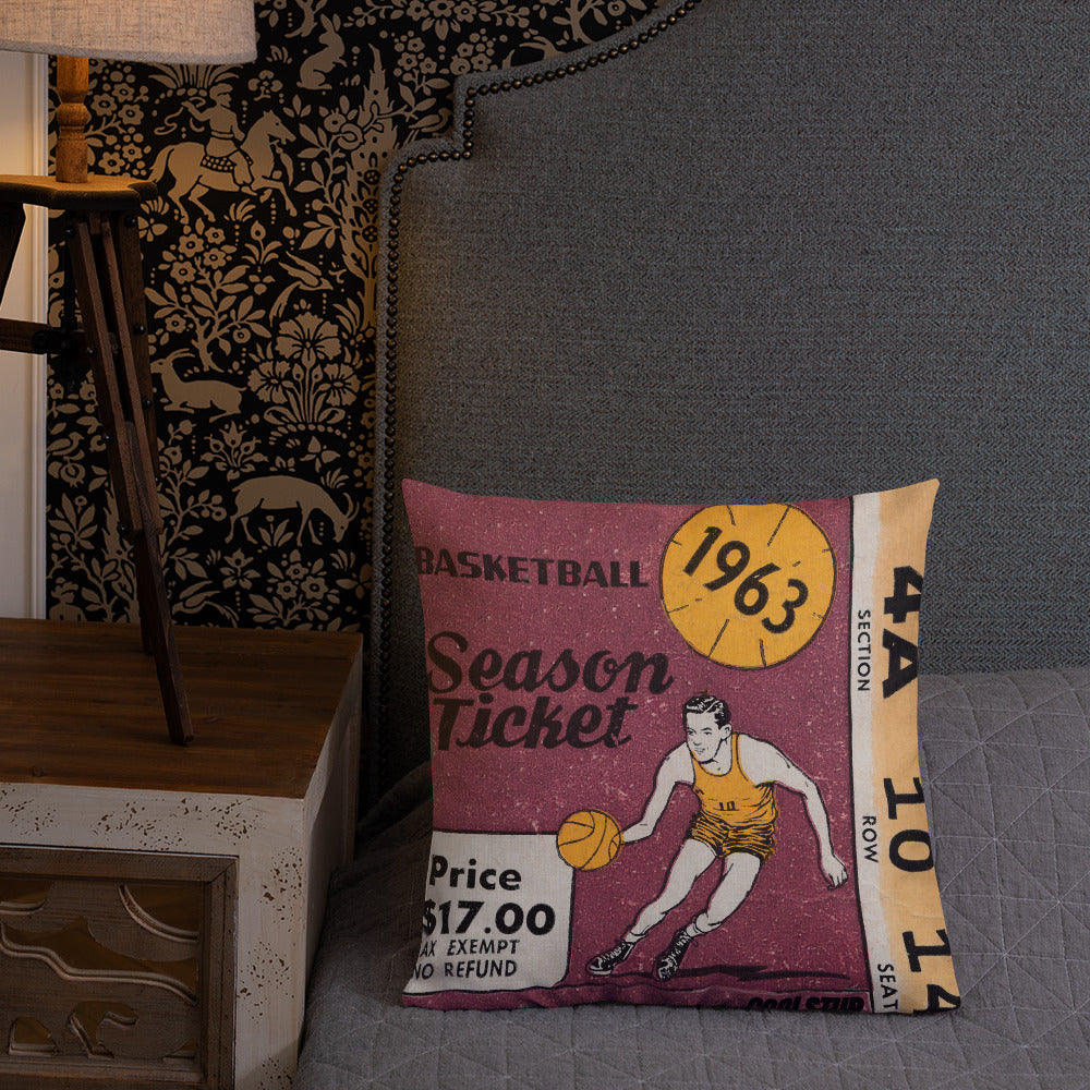 1963 Basketball Season Ticket Stub Premium Pillow