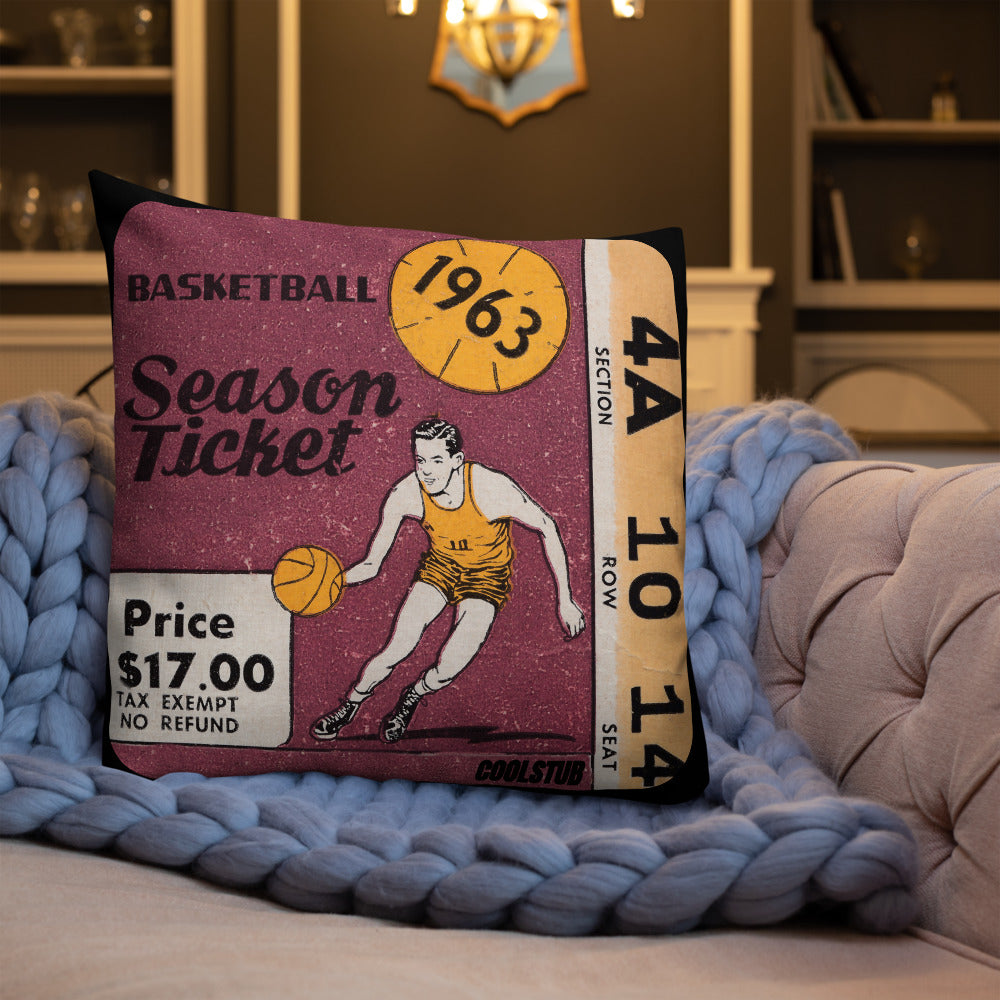 1963 Basketball Season Ticket Stub Premium Pillow