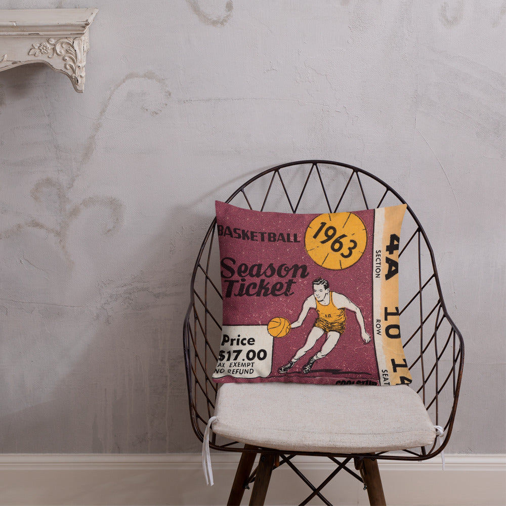 1963 Basketball Season Ticket Stub Premium Pillow