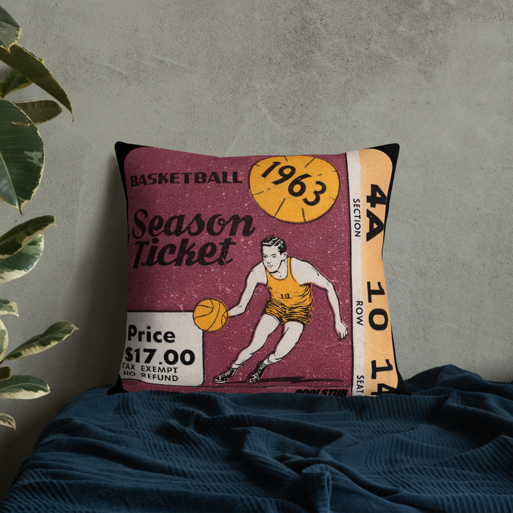 1963 Basketball Season Ticket Stub Premium Pillow