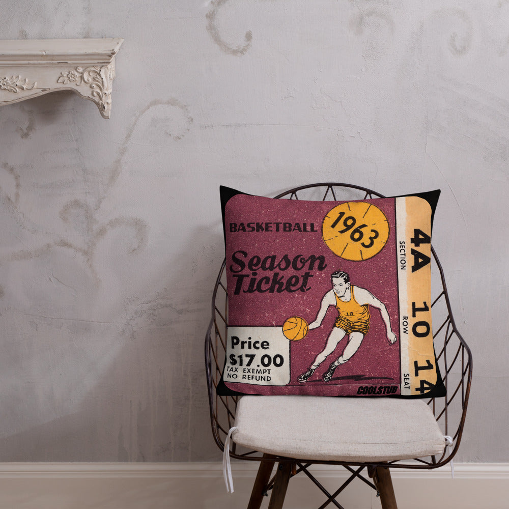 1963 Basketball Season Ticket Stub Premium Pillow