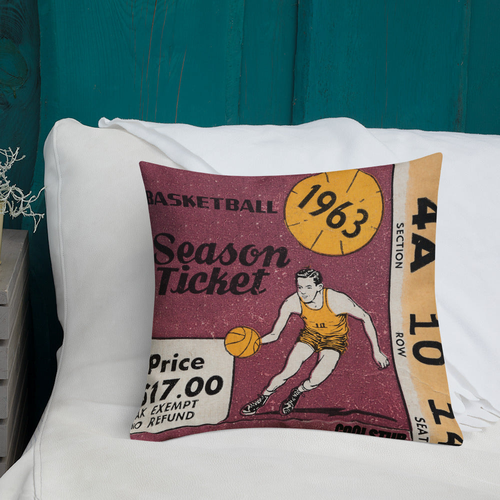 1963 Basketball Season Ticket Stub Premium Pillow