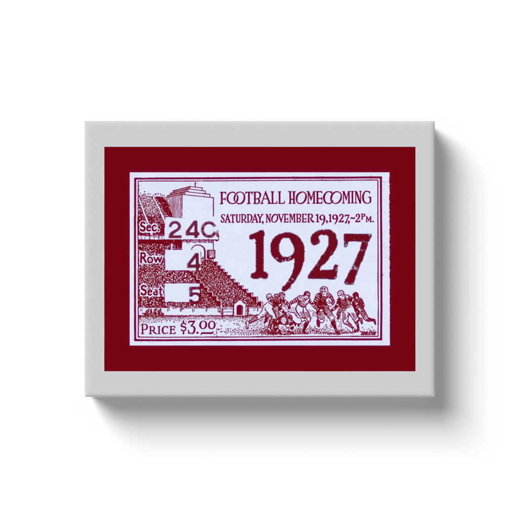 1927 Football Ticket Stub Canvas Wrap (Crimson)