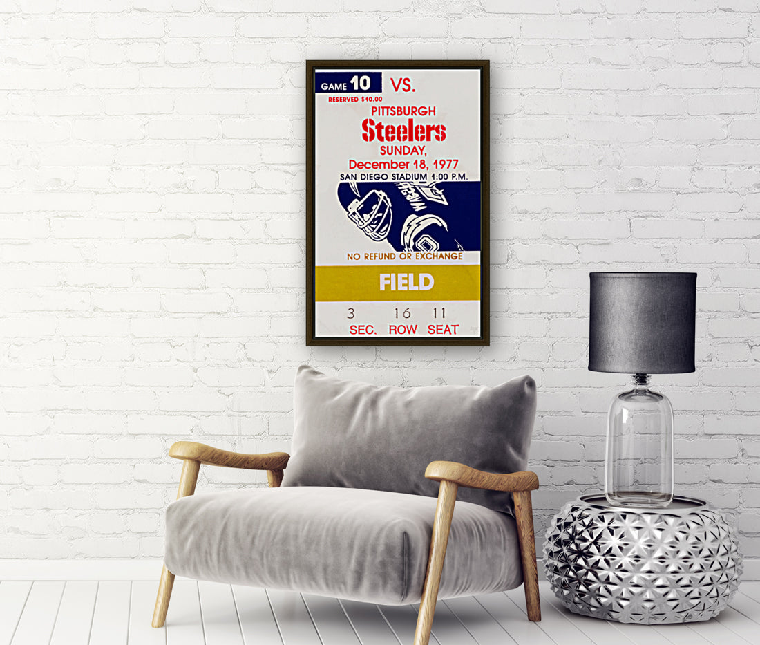 1977 Pittsburgh Steelers vs. San Diego Chargers Ticket Art