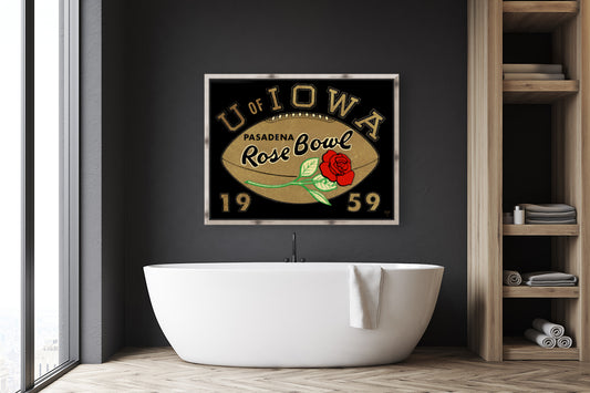 1959 U of Iowa Rose Bowl Football Art by Row One Brand