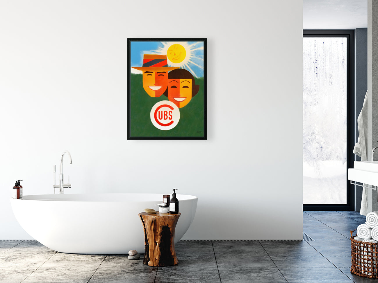 Vintage Chicago Cubs Baseball Art Man & Woman