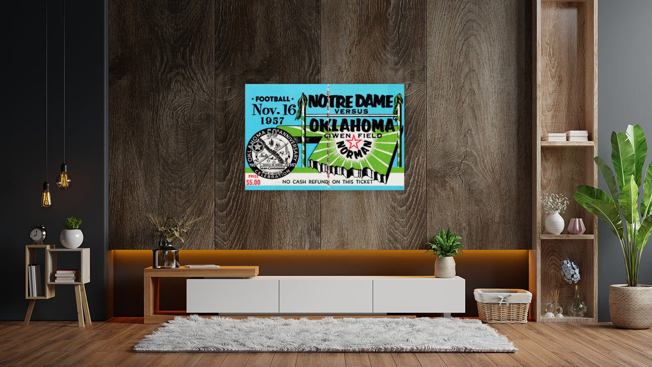 1957 Notre Dame vs. Oklahoma Football Ticket Art