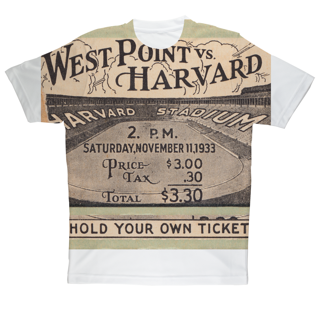 1933 West Point vs. Harvard Football Ticket Tee | Row One Brand Football Ticket Stub Tee with Harvard Stadium Graphics