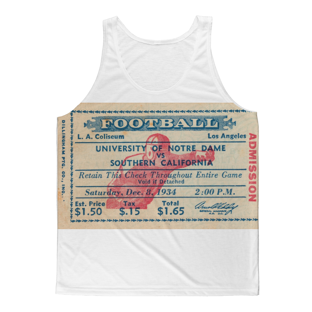 1934 USC vs. Notre Dame Football Ticket Classic Sublimation Adult Tank Top