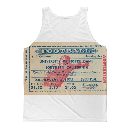 1934 USC vs. Notre Dame Football Ticket Classic Sublimation Adult Tank Top