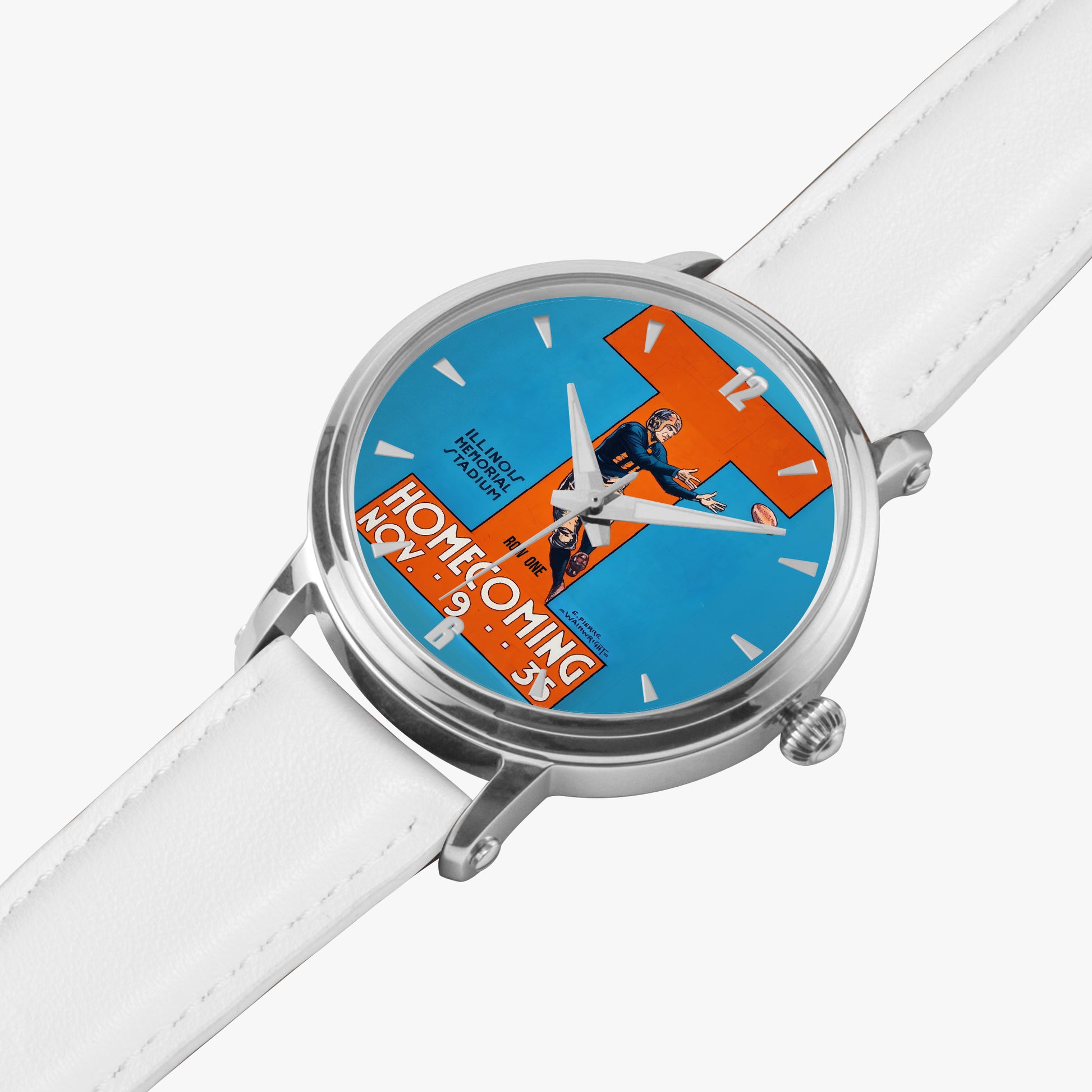 Row One Brand vintage Illinois football art watch with leather band