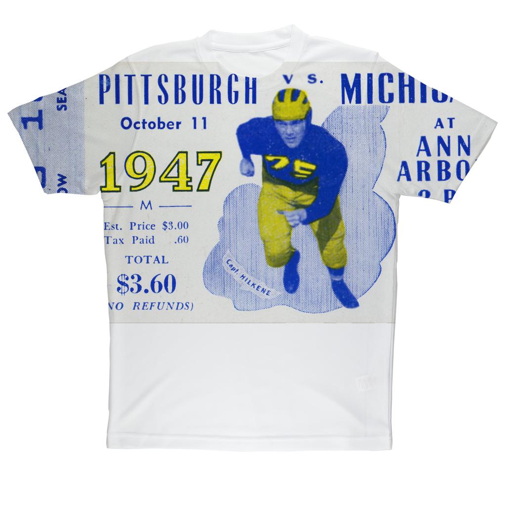 1947 Michigan Football Ticket Tee Sublimation Performance Adult T-Shirt