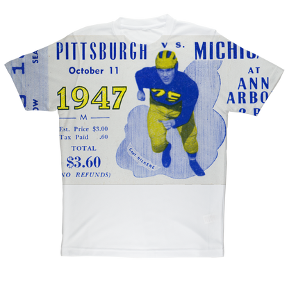1947 Michigan Football Ticket Tee Sublimation Performance Adult T-Shirt